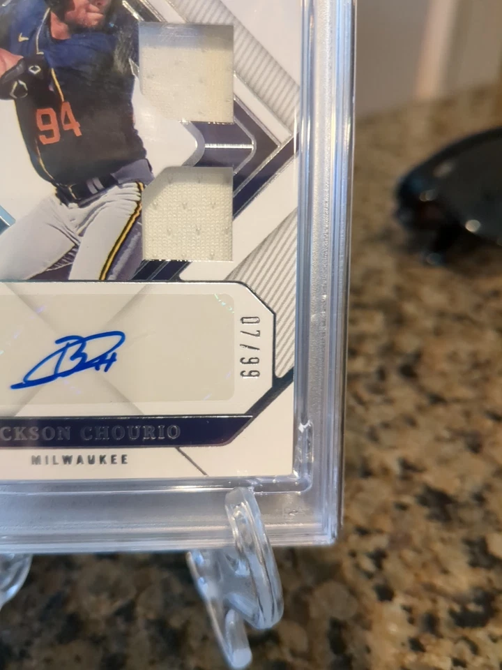 2023 National Treasures Diamond Quads /99 Jackson Chourio #DQA-JC Auto PSA 4 - Image 4 of 4