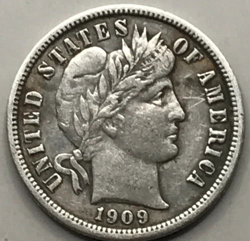 1909 Barber Silver Dime XF Extra Fine Condition
