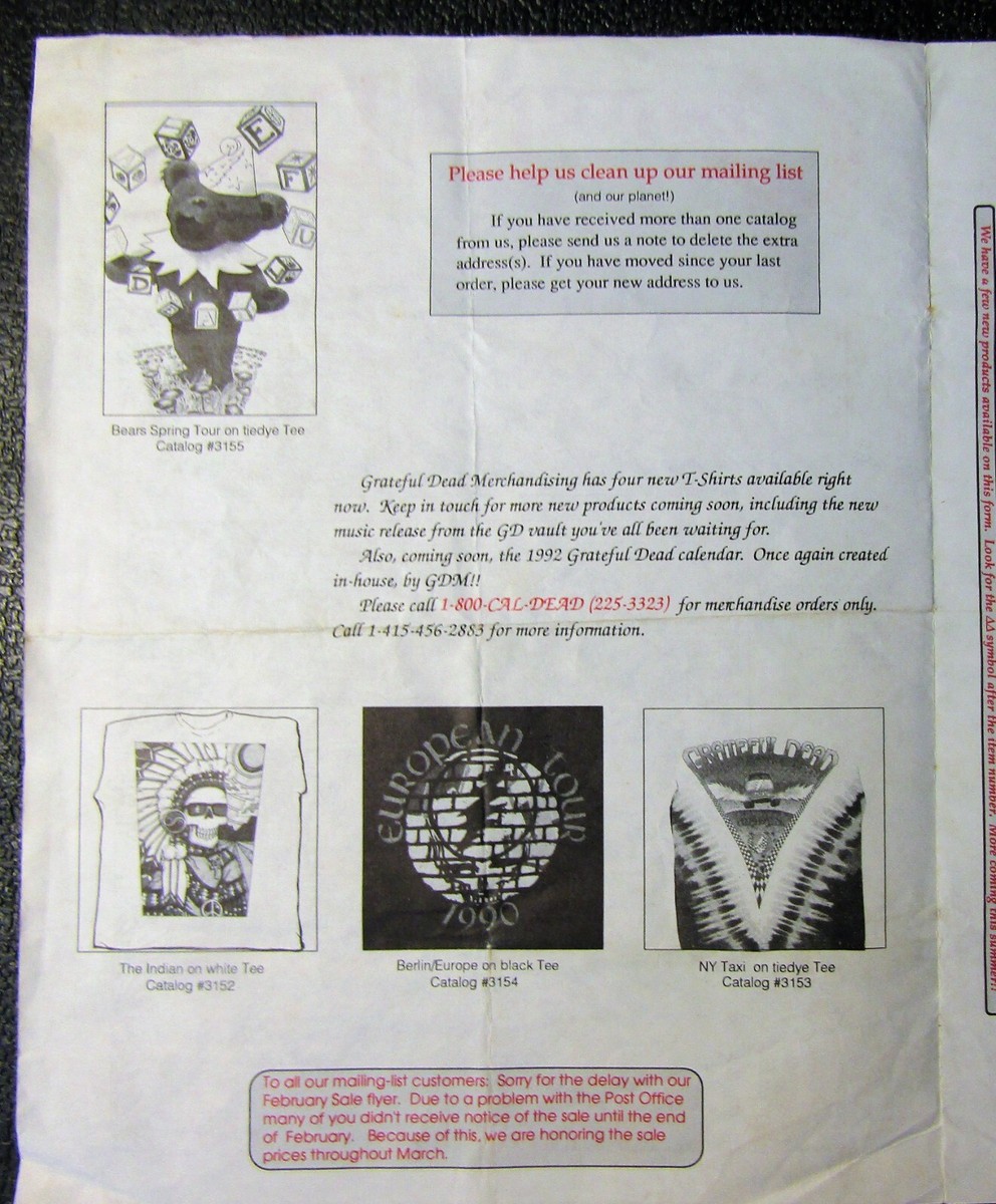 2008 Grateful Dead コンバース　プロモポスター　レア　貴重 VERY RARE GRATEFUL DEAD MERCHANDISING FLYER from 1990 | eBay