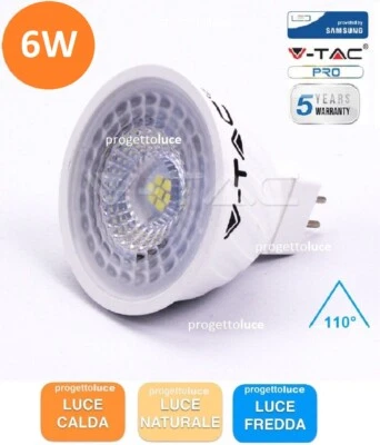 V-TAC LAMPADINE LED GU5.3 MR16 da 6W e 6,5W PRO Lampada SMD 12V Spot Faretto