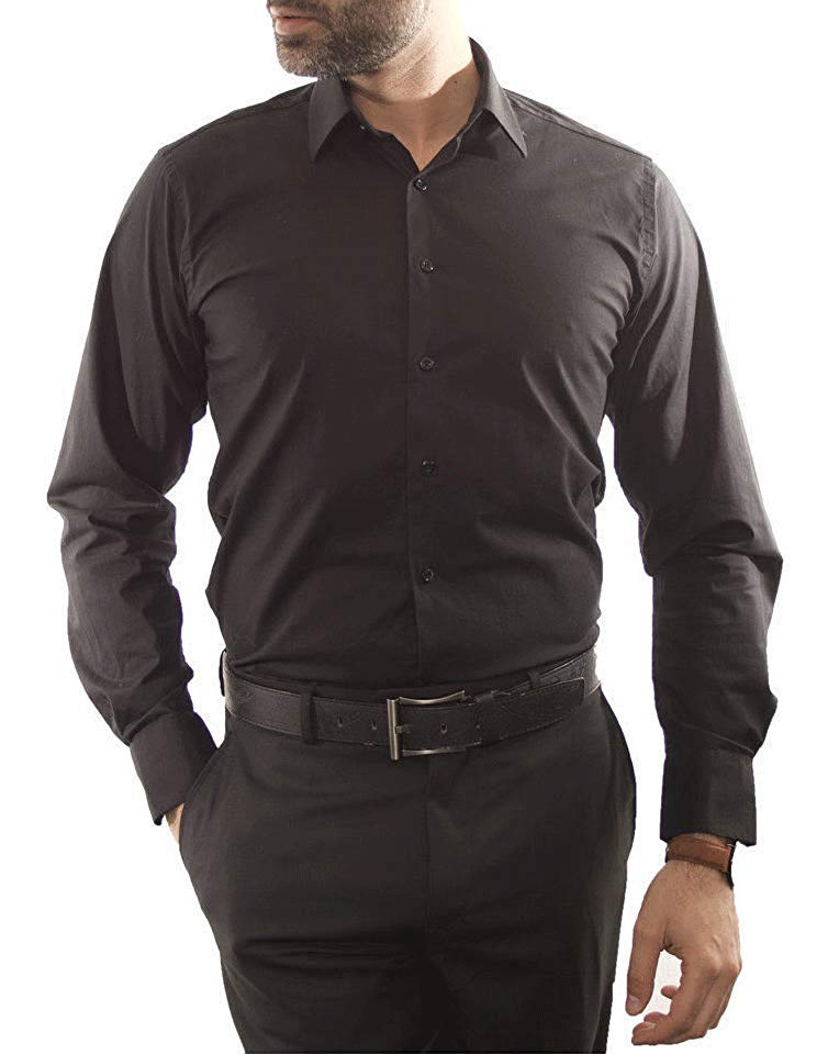 Мужская рубашка на пуговицах с длинным рукавом Slim Fit из эластичного хлопка и спандекса 5190₽