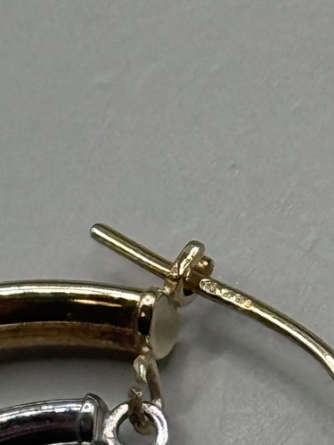 Vintage 14k Gelb und Weißgold Kreis Ausgefallene Creolen - Bild 4 von 6
