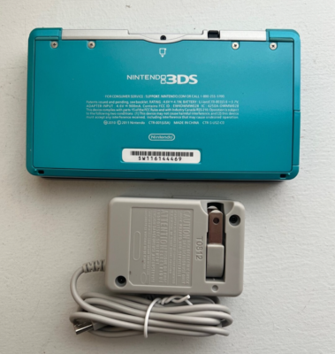 Nintendo 3DS Console - Aqua Blue - Custom New Shell - 16GB SD Card