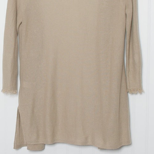 J Jill Open Long Sleeve Frayed Trim LInen Blend Tunic Cardigan Sweater Small - Picture 9 of 9