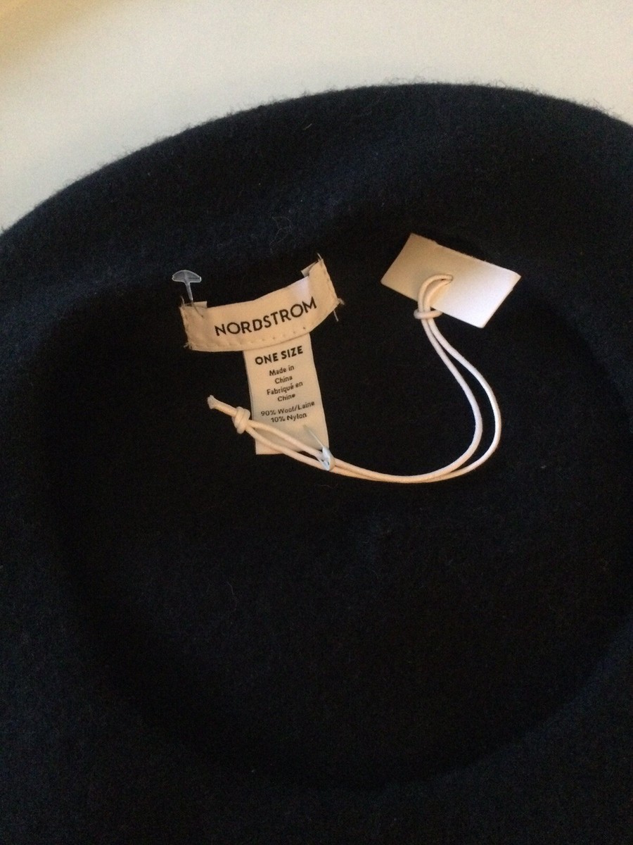 Nordstrom Black wool Women\'s  Classic Preppy Beret Hat OS Nordstrom Rack Womens Beret Hat Classic Felted Wool Blend  main image 2