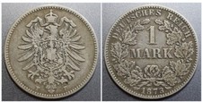 1 Mark Piece 1873 F German Reich Imperial Eagle Old Empire Silver Coin