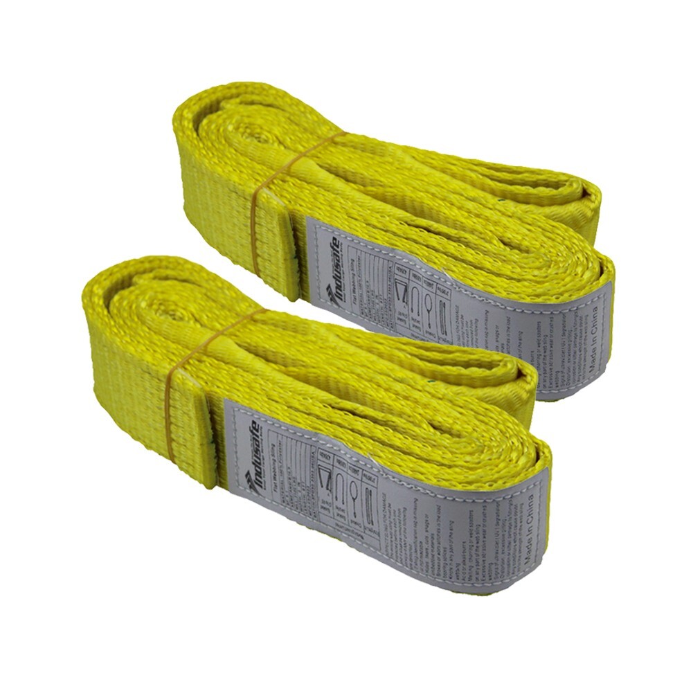 2-Pack Polyester Lifting Slings - 1" X 3' Twisted Eye Rigging Straps, Rated 1600 Lbs Vertical