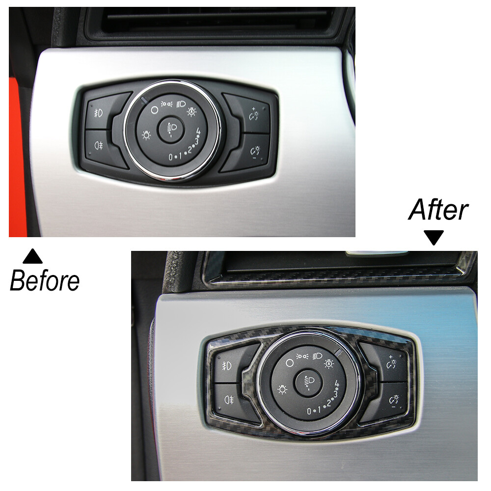 Carbon Fiber Headlight Switch Trim Cover For Ford F150 & Mustang (2015-2020) - AUXITO, Direct Fit