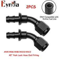 2PCS 4AN 6AN 8AN 10AN 12AN 45° Push Lock Hose End Fittings Fuel Line Adaptor