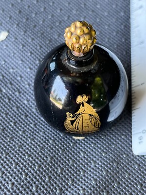 Jeanne Lanvin Art Deco black glass perfume bottle comme-ci comme-ca label