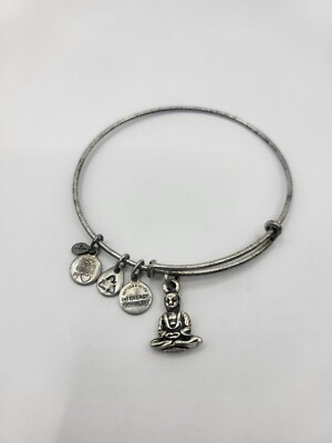 Alex and Ani Buddha Silver Tone Charm Bangle Bracelet
