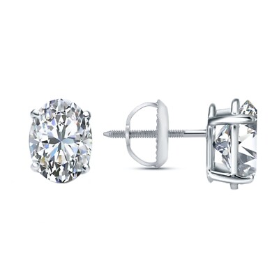 IGI F/VS 3 Ct OvaL Lab Created Grown Diamond Earrings 14K 18K White Yellow Gold