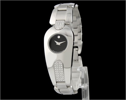 Ladies MOVADO Museum Timema Pavé Diamond Stainless Steel Watch 84.A1.1930.S - Afbeelding 1 van 5