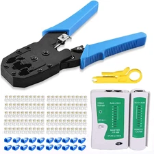 Gaobige Rj45 Crimp Tool Kit, Cat5 Cat5E Crimping Tool with 100Pcs Rj45 Cat5 Conn