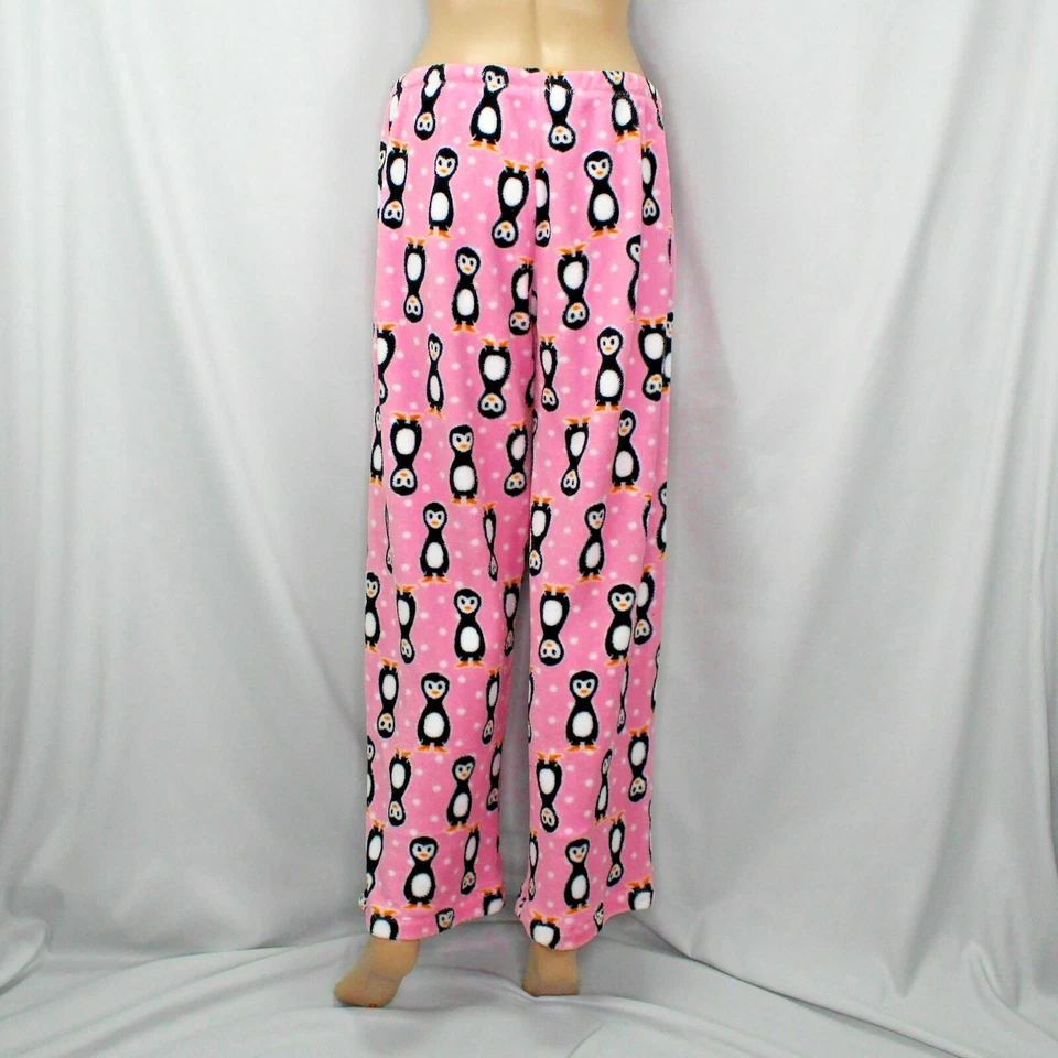 Pijama de vellón rosa Paul Frank Penguins ropa de dormir de salón pantalones grandes Foto 4 de 4