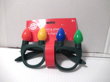 Christmas Eye Glasses Light Up Flashing Multi-Color Bulbs 3 modes NEW