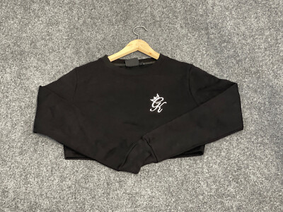 Gym King Womens Sweatshirt 6 Sweater Cropped Black Pullover UK:10 N287