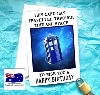 Doctor Who Tardis Science Fiction Birthday Card KimWestARt