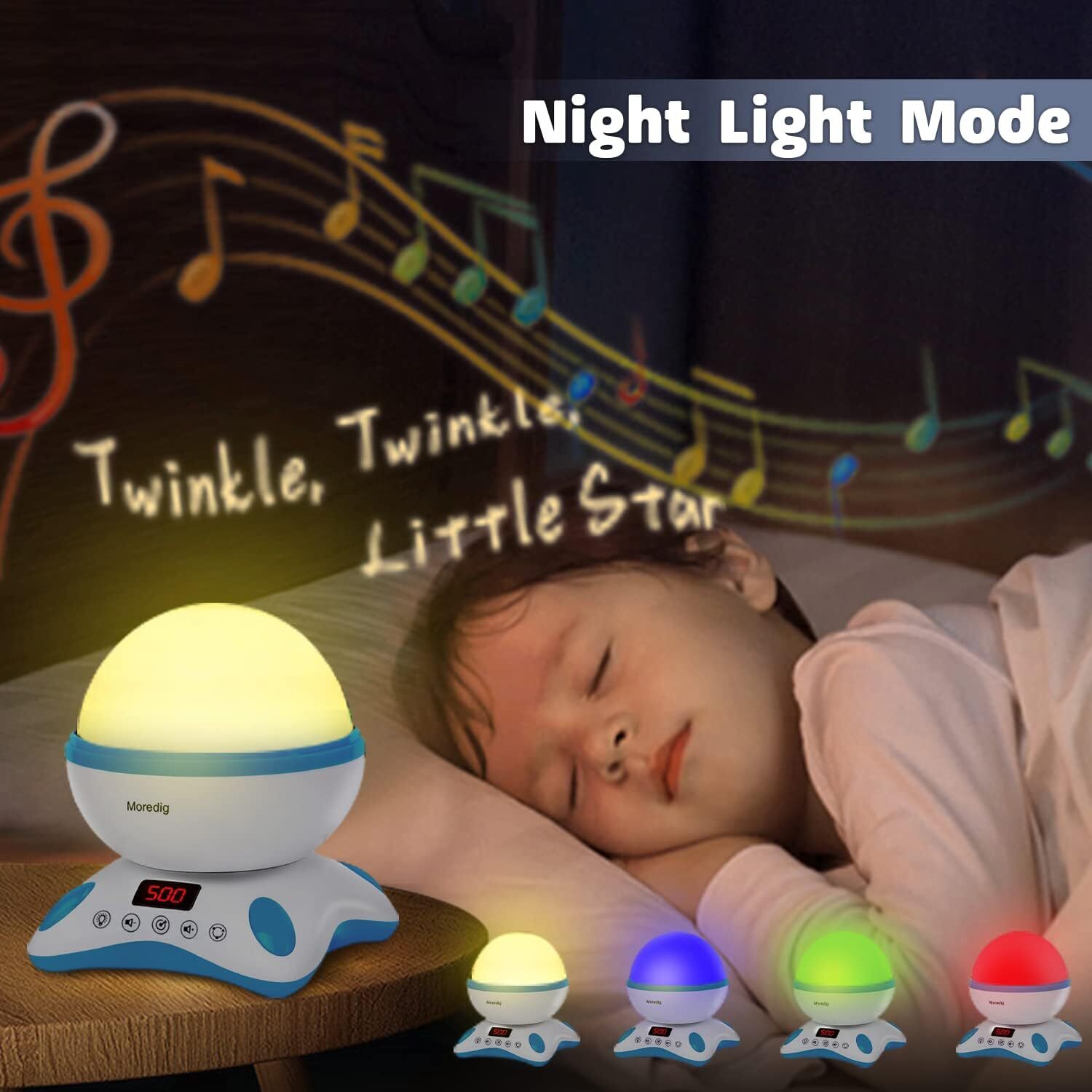 Moredig Baby Light Projector Remote Control and Timer Design Rotating