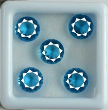 5 Ct Natural Blue Apatite Round Gemstone 5 Pcs Lot Certified SQ124 Free Shipping