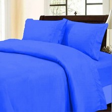 Gracious Egyptian Cotton 1000TC 3 PCs Duvet Set Cal King Size Royal Blue Solid