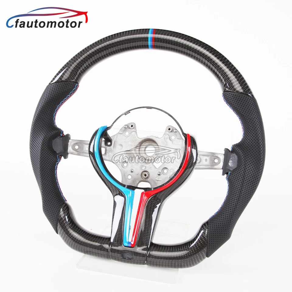 Real Carbon Fiber Steering Wheel for BMW M1 M2 M3 M4 F80 F82 F90 M5 X5 with Trim - Image 4 of 4
