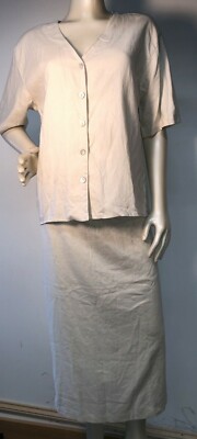 Peruvian Connection M Linen Skirt suit Set maxi Bin-O