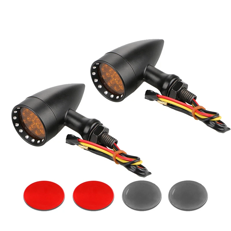 4x Sinais de Seta Stop Running Luz Vermelha 10mm Para Harley Honda Kawasaki Cruiser MT - Imagem 2 de 4