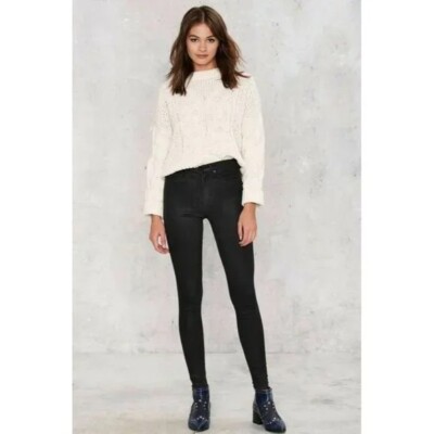 ZEE.GEE.WHY.  Size 25 Black Swizzle Sticks Mid Super Duper Skinny Jeans Raw Hem
