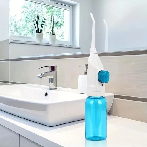 Irrigador oral manual de alta presión dientes portátil agua limpia hilo dental - Imagen 20 de 27
