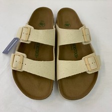 Birkenstock New w/ Box Arizona Rivet Logo Eggshell Textile Vegan Narrow