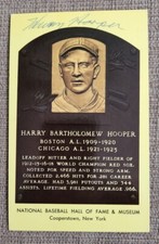 Harry Hooper Autograph Signed Auto HOF Plaque Postcard Boston Red Sox White Sox