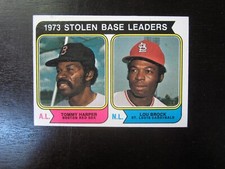 1974 Topps # 204 Stolen Base Leaders Tommy Harper Lou Brock Card Red Sox