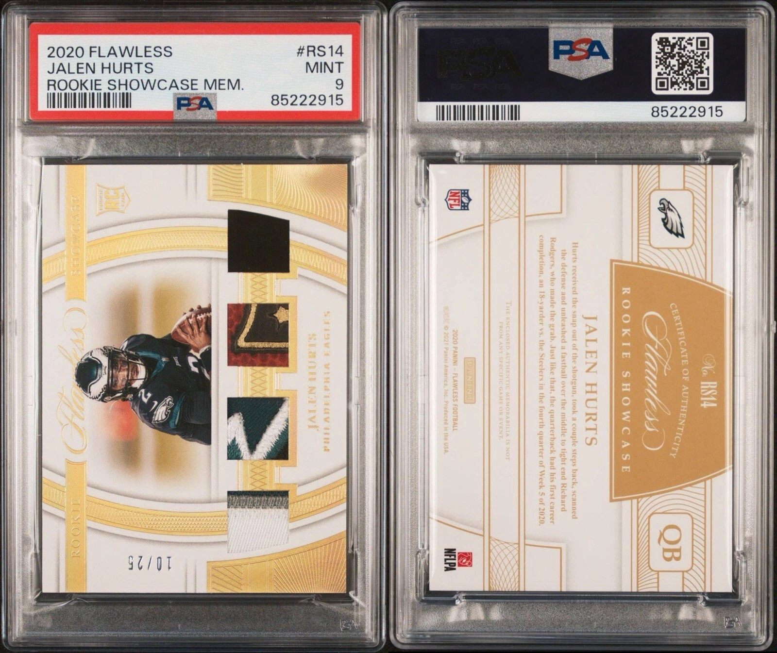 Jalen Hurts Panini Flawless Rookie Showcase Memorabilia #RS14 Base