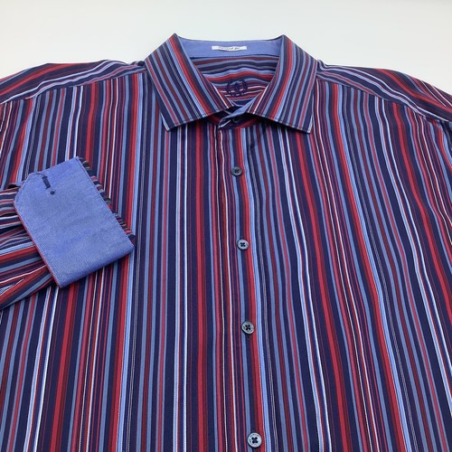 Bugatchi Mens Shaped Fit Long Sleeve Button Up Shirt Striped Size XXL - Picture 1 of 7