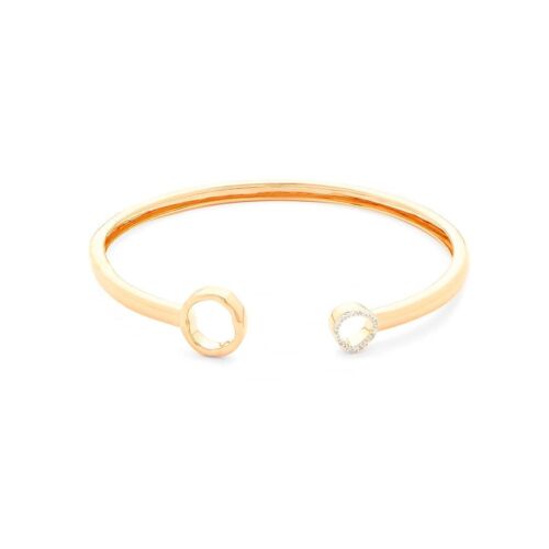 14K Gold Diamond Handmade Cuff Bangle Bracelet Fine Jewelry - New Arrival - Picture 3 of 4