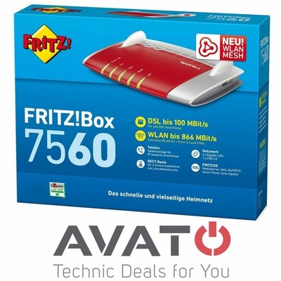 AVM FRITZBox 7560 VDSL DSL Modem 4-Port Gigabit WLAN MESH Router *24M Gewährl.*