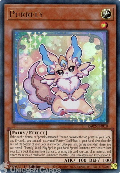 RA02-EN018 Purrely : Ultra Rare 1st Edition YuGiOh Card