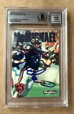 Signed STEVE McMICHAEL Chicago Bears 1992 SkyBox Impact card #99 Beckett  10