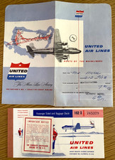 1954 UNITED AIRLINES vintage Seattle/Chicago/Toledo travel folder FLIGHT TICKET