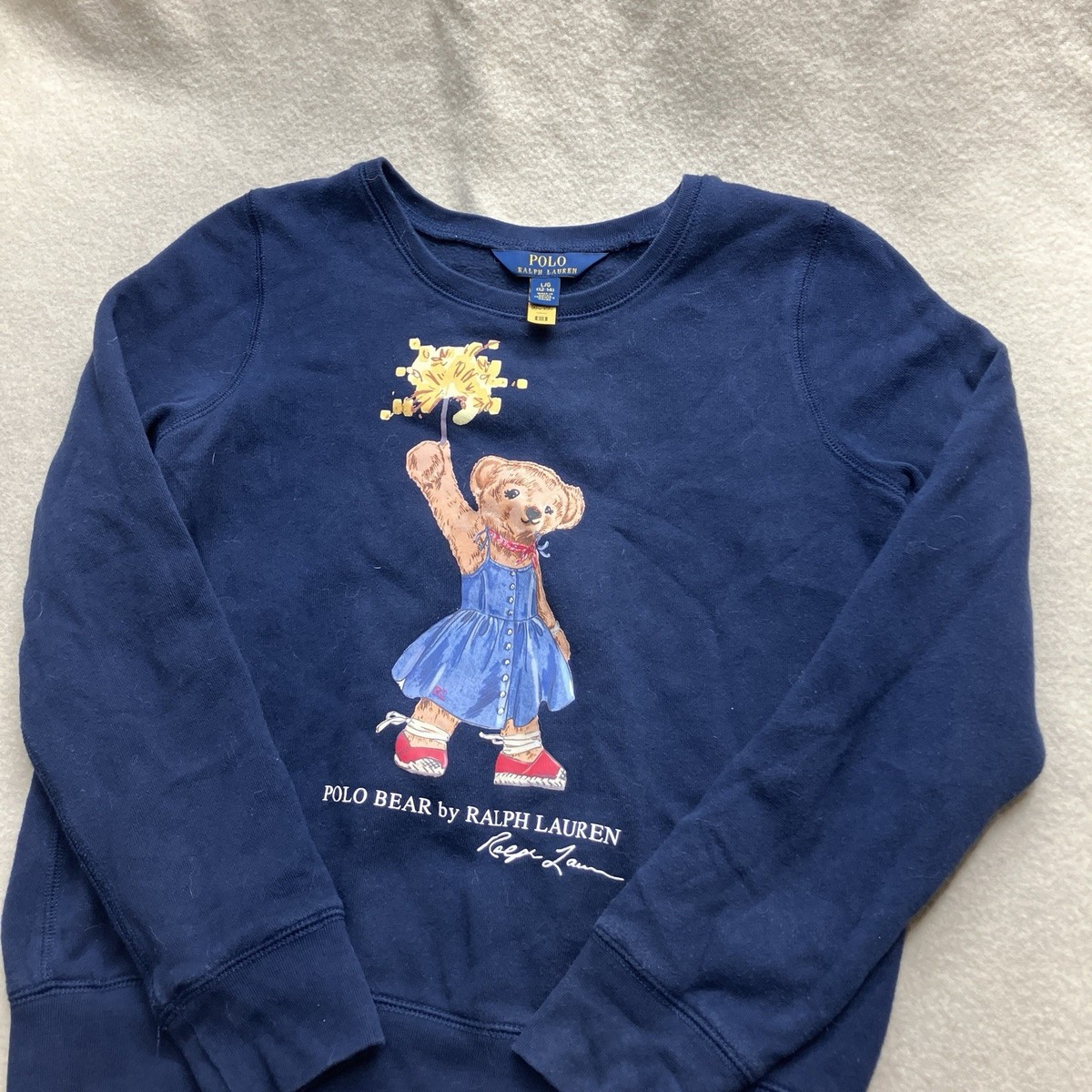 Polo Ralph Lauren Girls Sparkler Bear Fleece Pullover Sweatshirt 