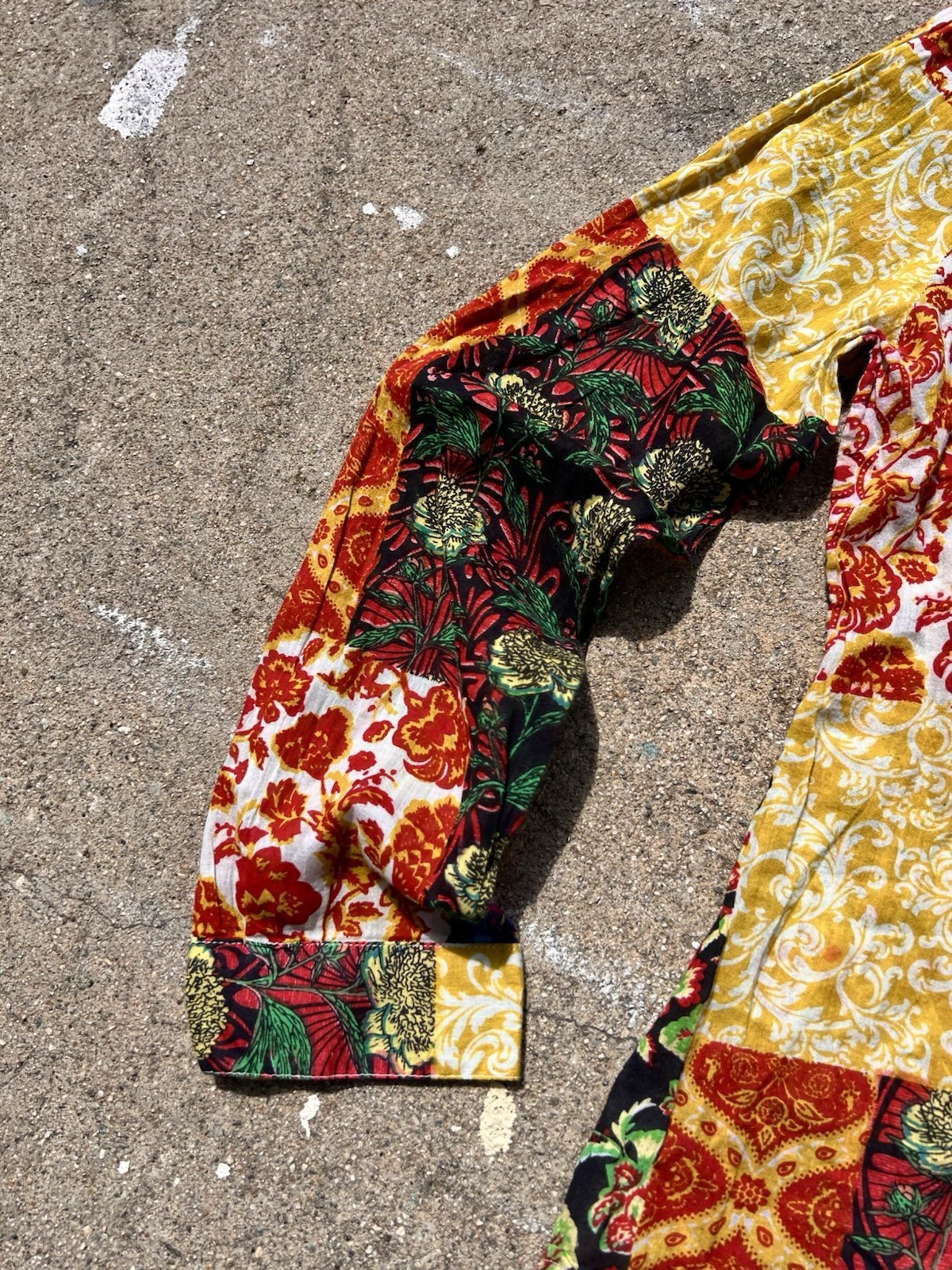 Multicolored Patchwork Dye Cotton Daisy Blouse - … - image 7