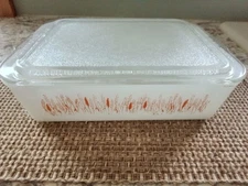 Vintage Proctor Silex Casserole Refrigerator Dish Autumn Harvest Wheat w/ Lid