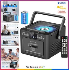 Boombox Cassette CD Player Combo Bluetooth FM Radio Rechargeable 5000mAh Tape