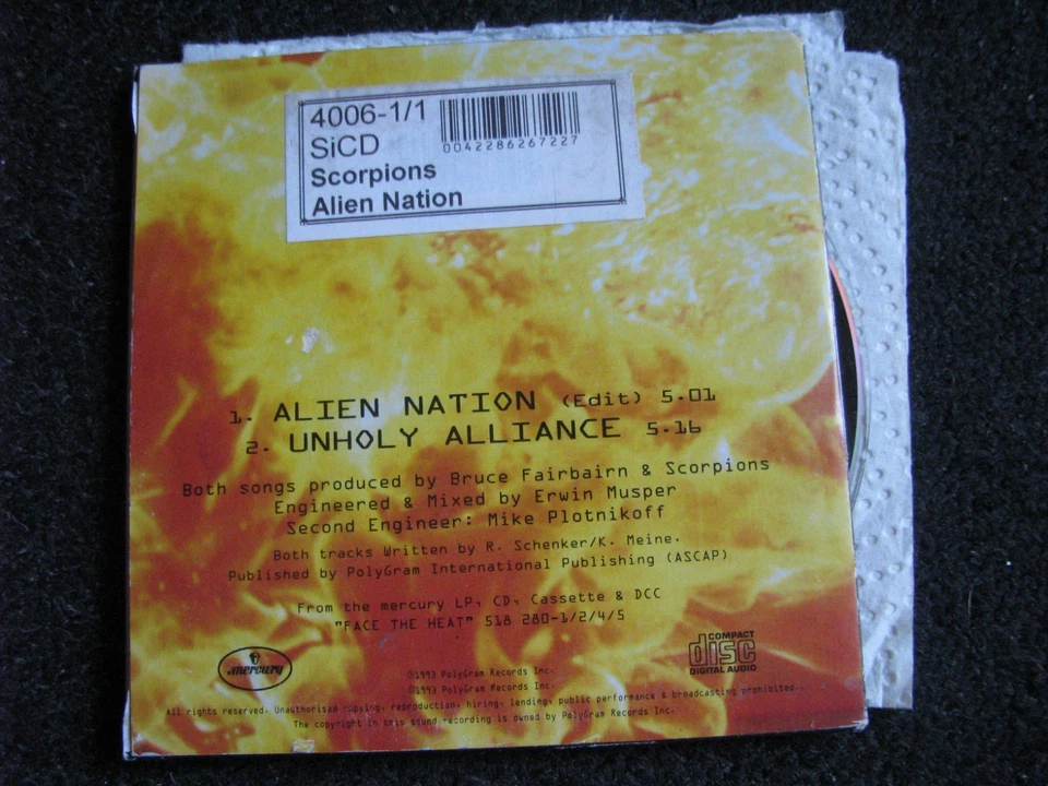 Scorpions-Alien Nation CD-Single CD-1993 France-Mercury Records-862 672 2 - Bild 2 von 2
