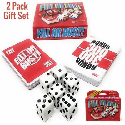 2 PACK - Fill Or Bust Dice Card Game Bowman Games Press Your Luck Family Game