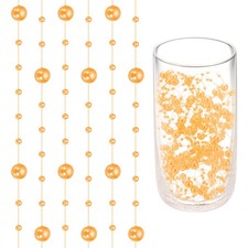 16 Feet Artificial Pearl String, Faux Pearl Beads Vases Filler, Orange