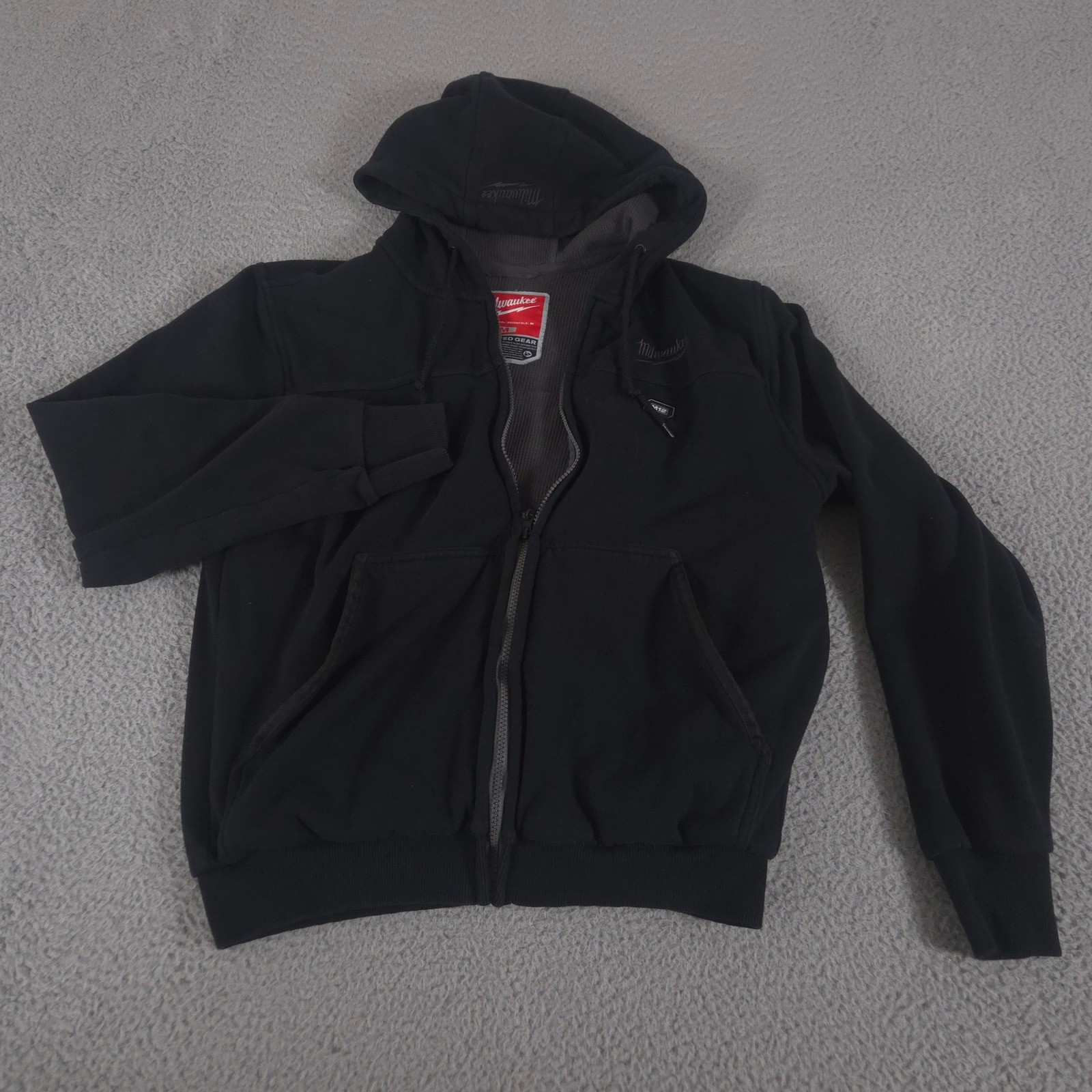 Milwaukee Jacket Mens M Black M12 Heated Gear Waffle Lined Full Zip Hoodie