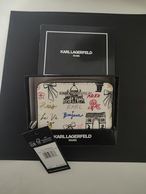 Karl Lagerfeld Paris Womens Zip Around Maybelle Wallet In Winter White