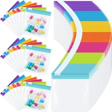 70 Pcs Weekly Pill Pouch Bags Zippered Reusable Medicine Organizer Set Self S...